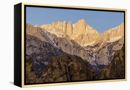 Mt. Whitney at Dawn with Rocks of Alabama Hills, Lone Pine, California-Rob Sheppard-Framed Premier Image Canvas