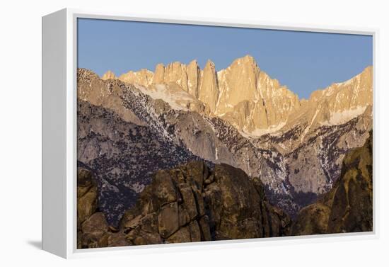 Mt. Whitney at Dawn with Rocks of Alabama Hills, Lone Pine, California-Rob Sheppard-Framed Premier Image Canvas