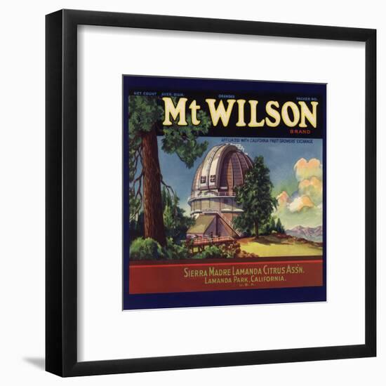 Mt Wilson Brand - Lamanda Park, California - Citrus Crate Label-Lantern Press-Framed Art Print