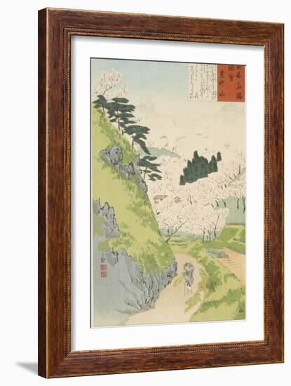 Mt. Yoshino, Cherry Blossoms or Yoshino yama from Sketches of Famous Places in Japan, 1897-Kobayashi Kiyochika-Framed Giclee Print