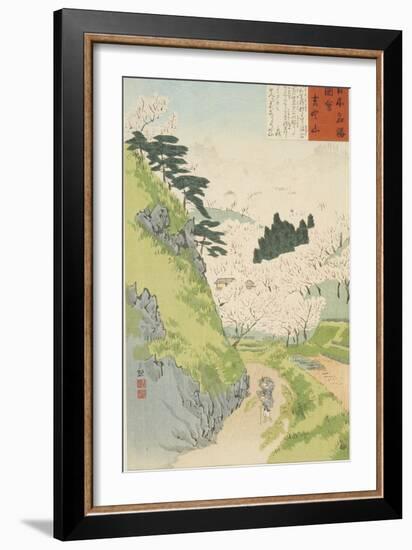 Mt. Yoshino, Cherry Blossoms or Yoshino yama from Sketches of Famous Places in Japan, 1897-Kobayashi Kiyochika-Framed Giclee Print