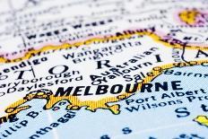 Close Up Of Melbourne On Map, Australia-mtkang-Stretched Canvas
