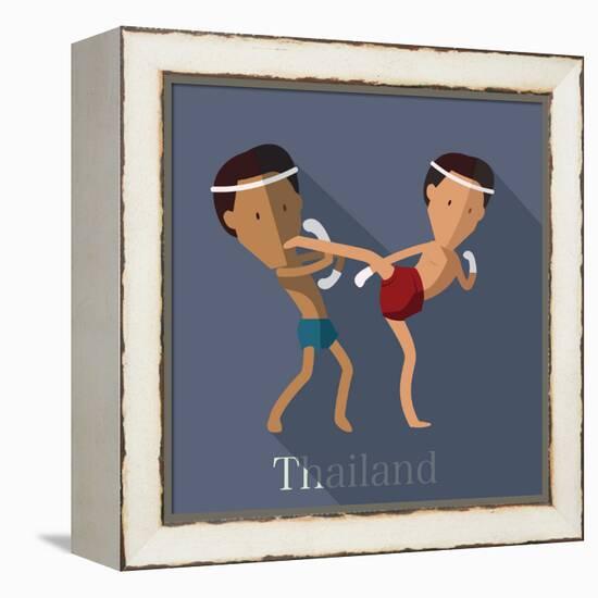 Muay Thai of Thailand Icon Eps 10 Format-Sajja-Framed Stretched Canvas