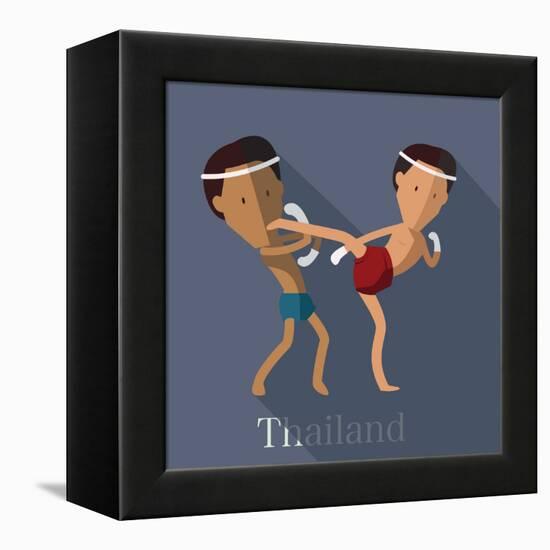 Muay Thai of Thailand Icon Eps 10 Format-Sajja-Framed Stretched Canvas