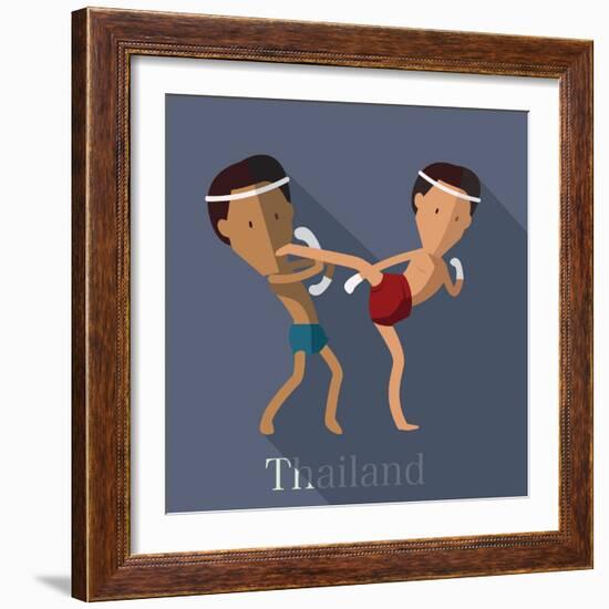 Muay Thai of Thailand Icon Eps 10 Format-Sajja-Framed Art Print