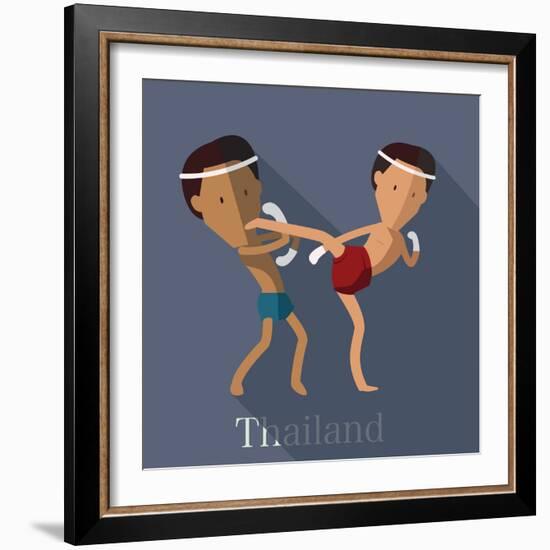 Muay Thai of Thailand Icon Eps 10 Format-Sajja-Framed Art Print