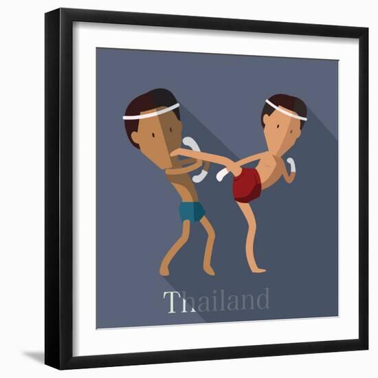 Muay Thai of Thailand Icon Eps 10 Format-Sajja-Framed Art Print