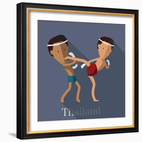 Muay Thai of Thailand Icon Eps 10 Format-Sajja-Framed Art Print