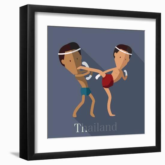 Muay Thai of Thailand Icon Eps 10 Format-Sajja-Framed Art Print