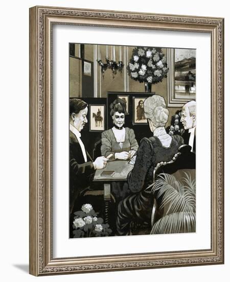 Much Time Was Passed During Country House Parties Playing Bridge-Richard Hook-Framed Giclee Print