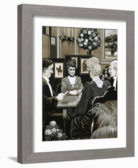 Much Time Was Passed During Country House Parties Playing Bridge-Richard Hook-Framed Giclee Print