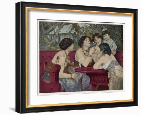 Much to His Distress Gulliver is Admired by the Ladies of the Country-Charles Wilda-Framed Art Print