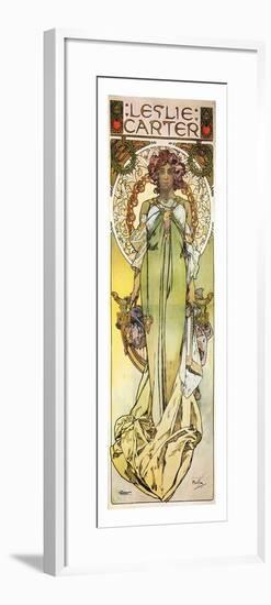 Mucha Theatre Poster Starring Leslie Carter-Alphonse Mucha-Framed Art Print