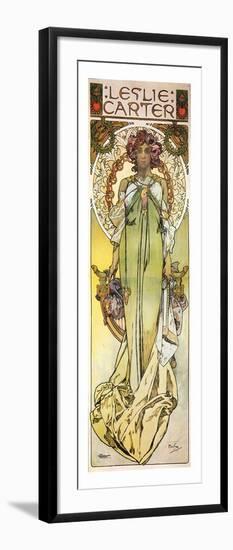 Mucha Theatre Poster Starring Leslie Carter-Alphonse Mucha-Framed Art Print