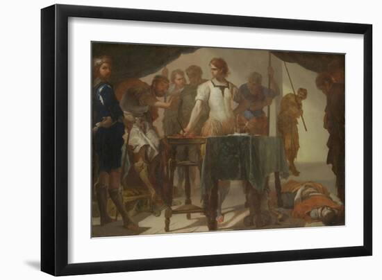 Mucius Scaevola Confronting King Porsenna-Bernardo Cavallino-Framed Giclee Print