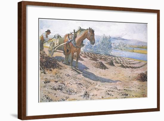 Muck Spreading on a Fallow Field-Carl Larsson-Framed Giclee Print