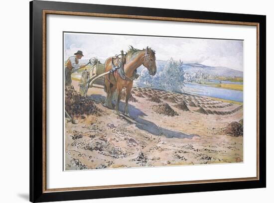 Muck Spreading on a Fallow Field-Carl Larsson-Framed Giclee Print