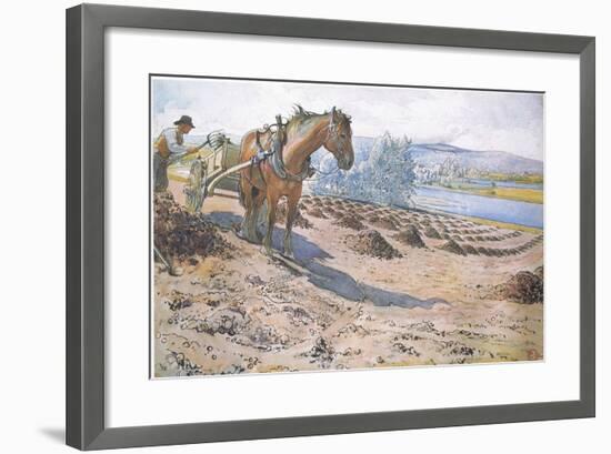 Muck Spreading on a Fallow Field-Carl Larsson-Framed Giclee Print