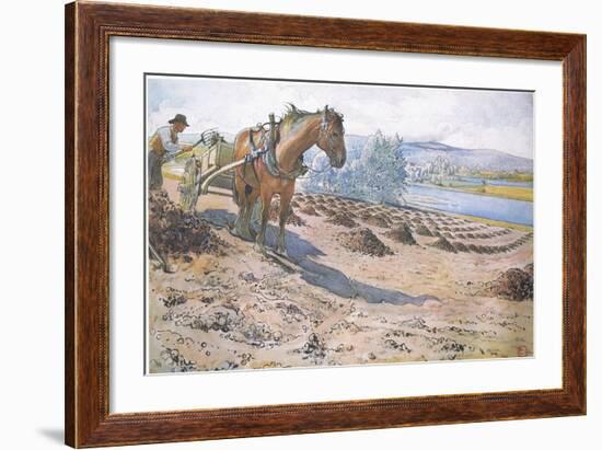 Muck Spreading on a Fallow Field-Carl Larsson-Framed Giclee Print