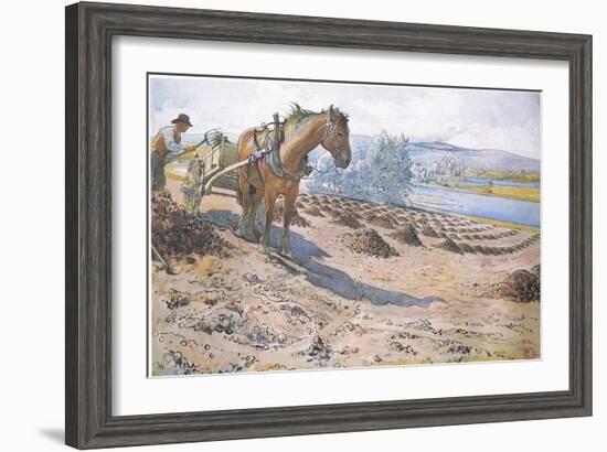 Muck Spreading on a Fallow Field-Carl Larsson-Framed Giclee Print