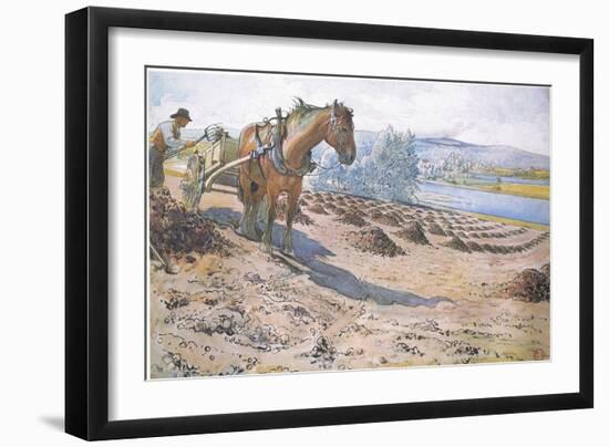 Muck Spreading on a Fallow Field-Carl Larsson-Framed Giclee Print