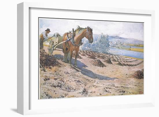 Muck Spreading on a Fallow Field-Carl Larsson-Framed Giclee Print