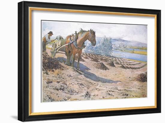 Muck Spreading on a Fallow Field-Carl Larsson-Framed Giclee Print