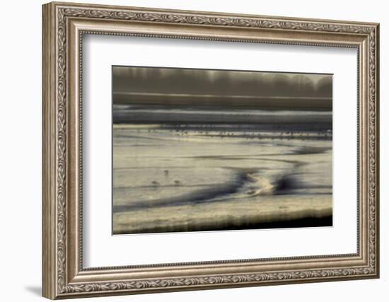 Mud flats of Pagham Harbour nature reserve are softly lit at low tide-Charles Bowman-Framed Photographic Print