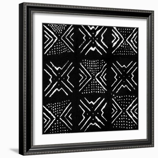 Mudcloth Black V-Ellie Roberts-Framed Art Print