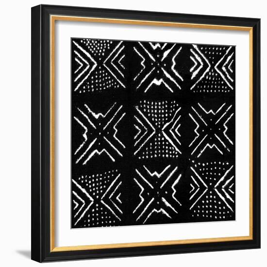 Mudcloth Black V-Ellie Roberts-Framed Art Print