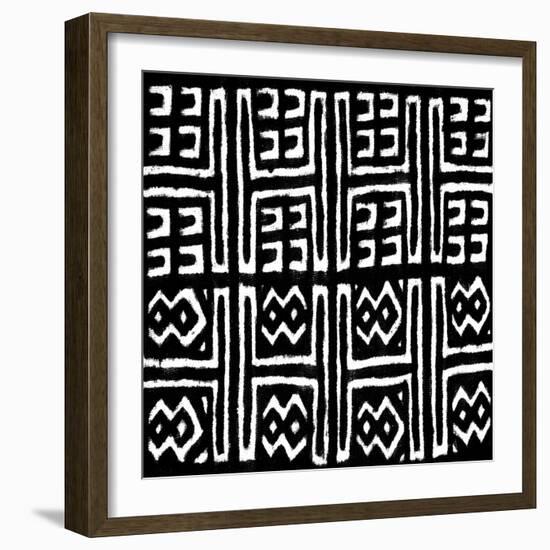 Mudcloth Black VII-Ellie Roberts-Framed Art Print