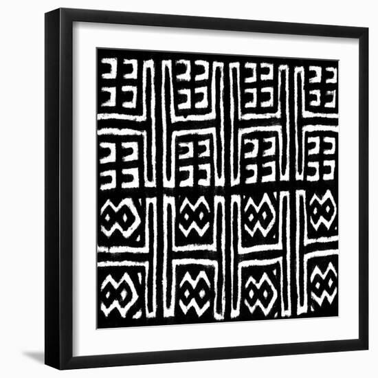 Mudcloth Black VII-Ellie Roberts-Framed Art Print