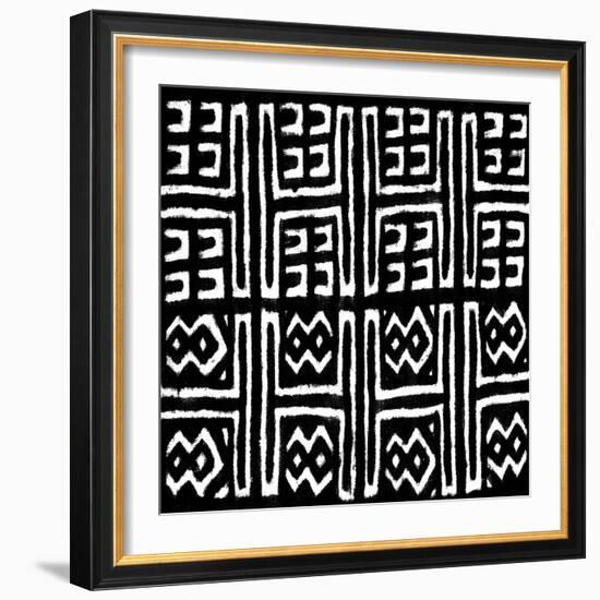 Mudcloth Black VII-Ellie Roberts-Framed Art Print