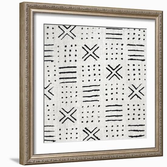 Mudcloth White III-Ellie Roberts-Framed Art Print