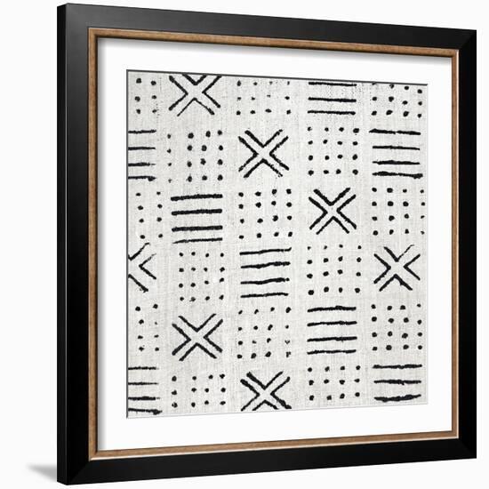 Mudcloth White III-Ellie Roberts-Framed Art Print