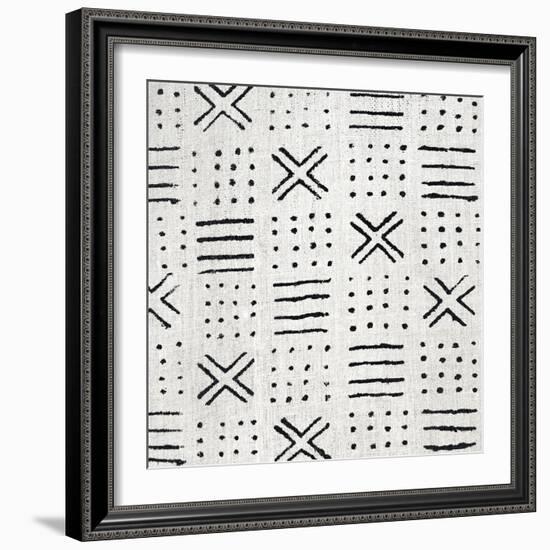 Mudcloth White III-Ellie Roberts-Framed Art Print