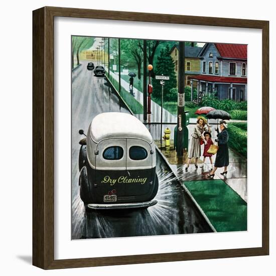 "Muddied by Dry Cleaning Truck," October 2, 1948-Stevan Dohanos-Framed Giclee Print