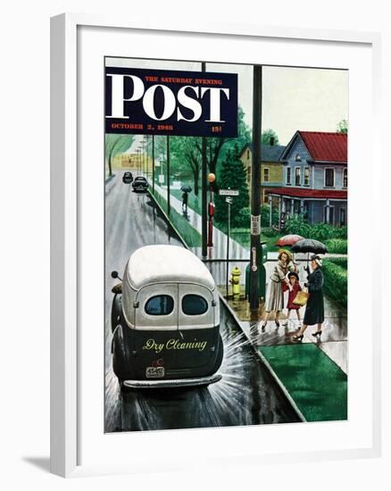 "Muddied by Dry Cleaning Truck," Saturday Evening Post Cover, October 2, 1948-Stevan Dohanos-Framed Giclee Print