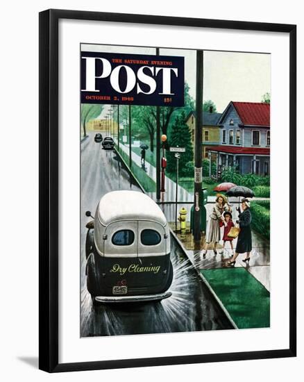 "Muddied by Dry Cleaning Truck," Saturday Evening Post Cover, October 2, 1948-Stevan Dohanos-Framed Giclee Print