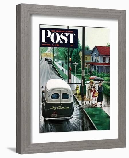 "Muddied by Dry Cleaning Truck," Saturday Evening Post Cover, October 2, 1948-Stevan Dohanos-Framed Giclee Print