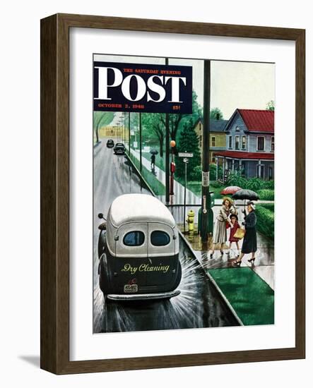 "Muddied by Dry Cleaning Truck," Saturday Evening Post Cover, October 2, 1948-Stevan Dohanos-Framed Giclee Print