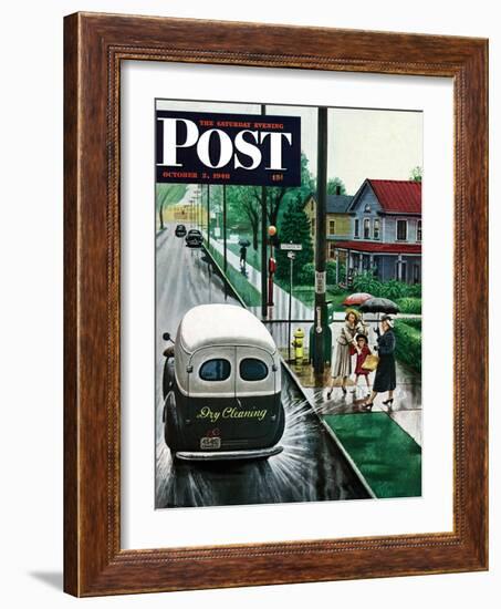 "Muddied by Dry Cleaning Truck," Saturday Evening Post Cover, October 2, 1948-Stevan Dohanos-Framed Giclee Print