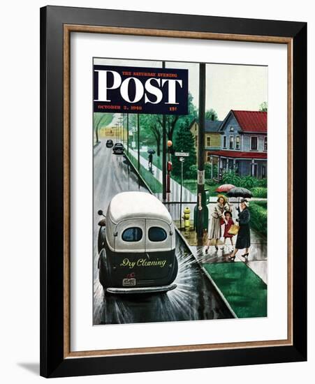 "Muddied by Dry Cleaning Truck," Saturday Evening Post Cover, October 2, 1948-Stevan Dohanos-Framed Giclee Print