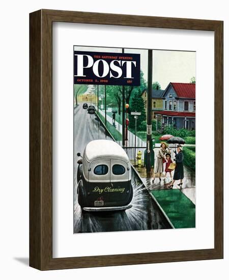 "Muddied by Dry Cleaning Truck," Saturday Evening Post Cover, October 2, 1948-Stevan Dohanos-Framed Giclee Print