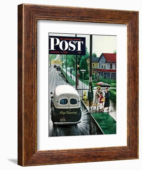 "Muddied by Dry Cleaning Truck," Saturday Evening Post Cover, October 2, 1948-Stevan Dohanos-Framed Giclee Print