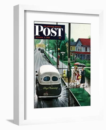 "Muddied by Dry Cleaning Truck," Saturday Evening Post Cover, October 2, 1948-Stevan Dohanos-Framed Giclee Print