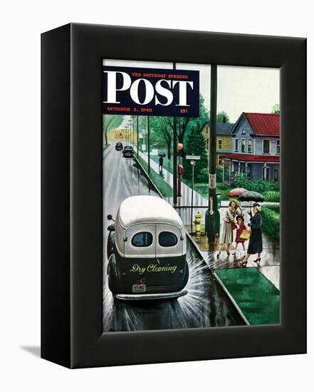 "Muddied by Dry Cleaning Truck," Saturday Evening Post Cover, October 2, 1948-Stevan Dohanos-Framed Premier Image Canvas