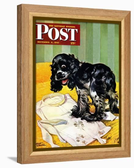 "Muddy Paw Prints," Saturday Evening Post Cover, December 6, 1947-Albert Staehle-Framed Premier Image Canvas