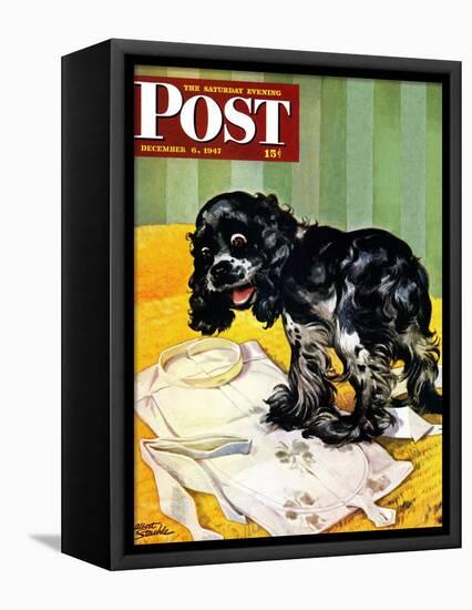 "Muddy Paw Prints," Saturday Evening Post Cover, December 6, 1947-Albert Staehle-Framed Premier Image Canvas