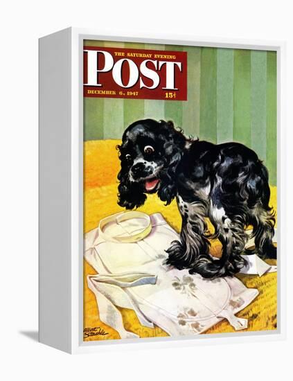 "Muddy Paw Prints," Saturday Evening Post Cover, December 6, 1947-Albert Staehle-Framed Premier Image Canvas